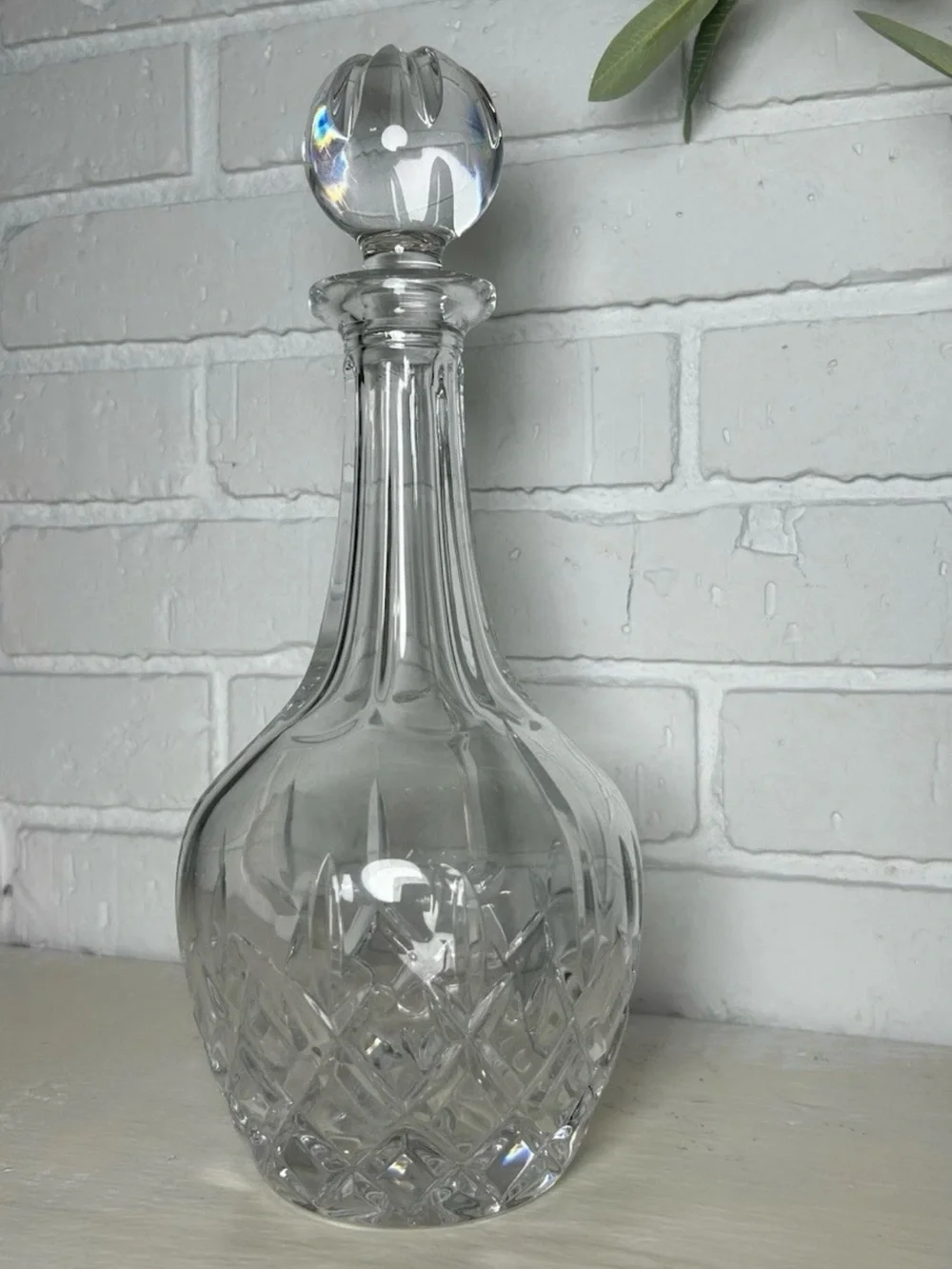 Clear Cut Glass Decanter with Stopper